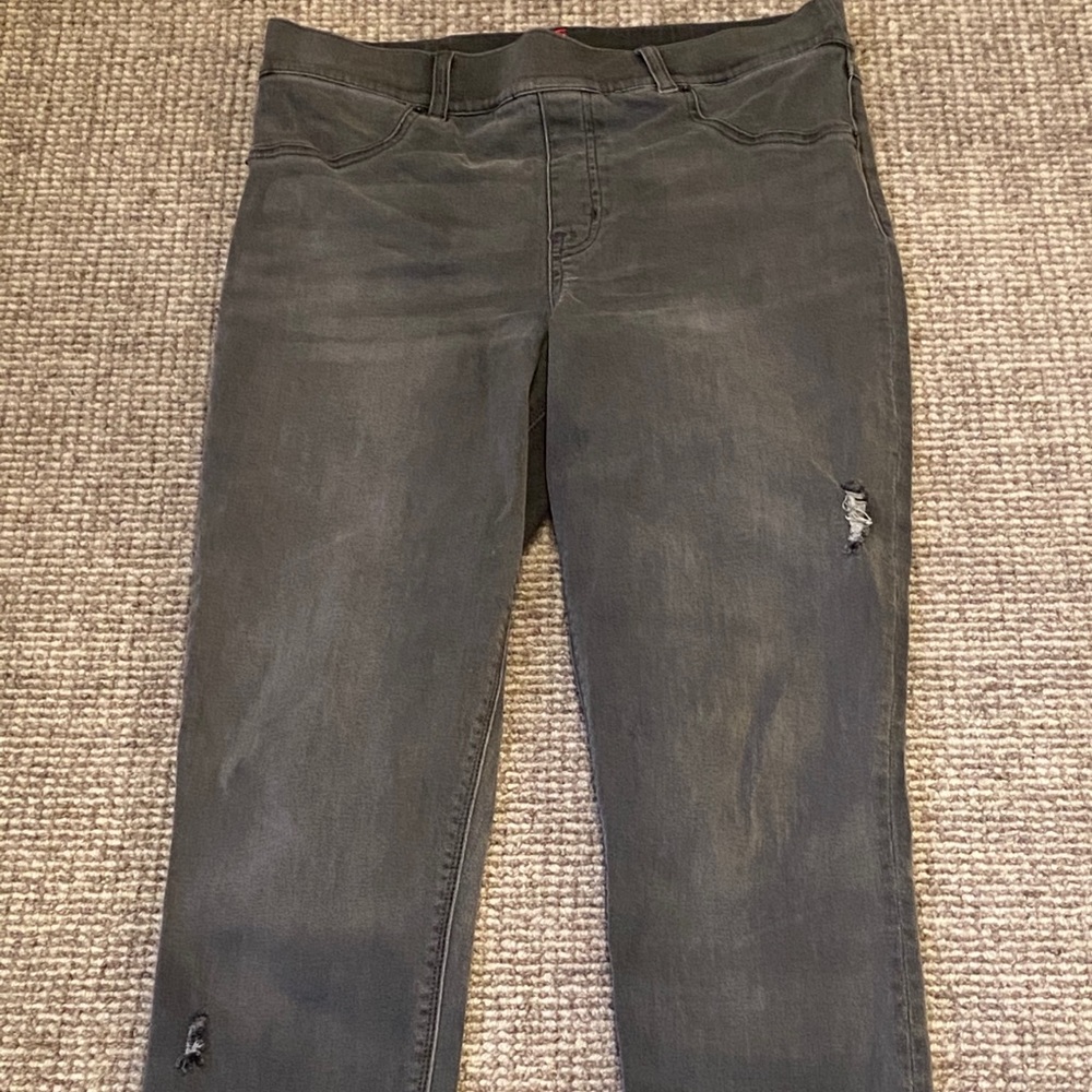 Spanx pull on grey distressed jean